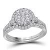 1.05 CTW Diamond Cluster Halo Bridal Engagement Ring 14KT White Gold - REF-87Y2X