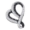 0.20 CTW Black Color Diamond Heart Love Pendant 10KT White Gold - REF-14H9M