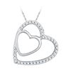 0.12 CTW Diamond Double Heart Pendant 10KT White Gold - REF-9N7F