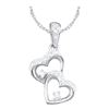 0.15 CTW Diamond Double Heart Love Pendant 10KT White Gold - REF-12N2F