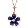 Genuine 2.22 ctw Sapphire & Diamond Necklace Jewelry 14KT Rose Gold - REF-36T3A