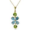 Genuine 3.15 ctw Blue Topaz & Peridot Necklace Jewelry 14KT Yellow Gold - REF-30N3R