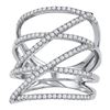 Image 1 : 0.50 CTW Diamond Crossover Strand Fashion Ring 10KT White Gold - REF-37K5W