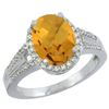 Image 1 : Natural 2.72 ctw whisky-quartz & Diamond Engagement Ring 10K White Gold - REF-44F2N