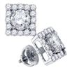 0.88 CTW Diamond Square Solitaire Stud Earrings 14KT White Gold - REF-134M9H