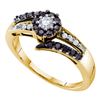 Image 1 : 0.50 CTW Black Color Diamond Solitaire Ring 14KT Yellow Gold - REF-44X9Y