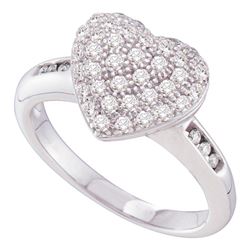 0.50 CTW Diamond Heart Ring 14KT White Gold - REF-44M9H