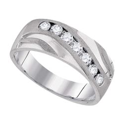 0.50 CTW Mens Diamond Wedding Ring 10KT White Gold - REF-63F8N