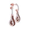 Image 1 : 0.40 CTW Red Color Diamond Dangle Earrings 10KT Rose Gold - REF-41H9M