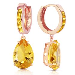 Genuine 13.2 ctw Citrine Earrings Jewelry 14KT Rose Gold - REF-68Z7N