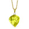 Image 1 : Genuine 10.80 ctw Lemon Quartz & Diamond Necklace Jewelry 14KT Yellow Gold - REF-27R5P