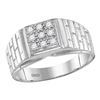 Image 1 : 0.25 CTW Mens Diamond Square Cluster Brick Ring 10KT White Gold - REF-33M8H