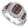 Image 1 : 0.33 CTW Cognac-brown Color Diamond Cluster Ring 10KT White Gold - REF-32F9N