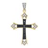 Image 1 : 0.19 CTW Black Color Diamond Cross Pendant 10KT Yellow Gold - REF-14M9H
