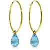 Genuine 4.5 ctw Blue Topaz Earrings Jewelry 14KT Yellow Gold - REF-26A2K