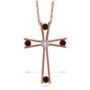 Genuine 0.43 ctw Garnet & Diamond Necklace Jewelry 14KT Rose Gold - REF-76M7T