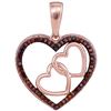 0.15 CTW Red Color Diamond Heart Love Pendant 10KT Rose Gold - REF-19K4W
