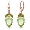 Image 1 : Genuine 20 ctw Green Amethyst & Peridot Earrings Jewelry 14KT Rose Gold - REF-51P8H