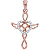 Image 1 : 0.06 CTW Diamond Heart Cross Pendant 10KT Rose Gold - REF-8M9H