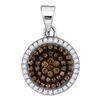 0.33 CTW Cognac-brown Color Diamond Circle Cluster Pendant 10KT White Gold - REF-19Y4X