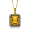Genuine 5.4 ctw Citrine & Black Diamond Necklace Jewelry 14KT Yellow Gold - REF-68K4V