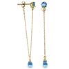 Genuine 3.15 ctw Blue Topaz Earrings Jewelry 14KT Yellow Gold - REF-22H3X