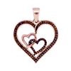0.25 CTW Red Color Diamond Heart Love Pendant 10KT Rose Gold - REF-30N2F