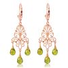 Genuine 3.75 ctw Peridot Earrings Jewelry 14KT Rose Gold - REF-46X7M
