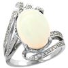 Image 1 : Natural 5.76 ctw opal & Diamond Engagement Ring 14K White Gold - REF-94G6M