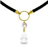 Genuine 9 ctw White Topaz & Pearl Necklace Jewelry 14KT Yellow Gold - REF-54V5W