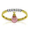 Genuine 1.45 ctw Pink Topaz & Diamond Ring Jewelry 14KT Yellow Gold - REF-34F6Z