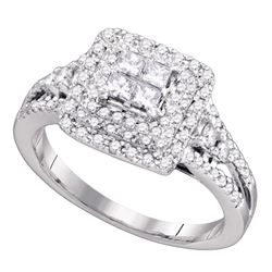 0.76 CTW Princess Diamond Invisible-set Bridal Engagement Ring 14k White Gold - REF-89X9Y