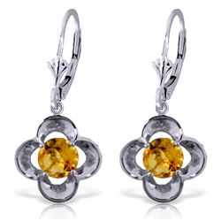 Genuine 1.10 ctw Citrine Earrings Jewelry 14KT White Gold - REF-37Y7F