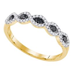 0.35 CTW Black Color Diamond Ring 10KT Yellow Gold - REF-19X4Y