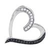 0.20 CTW Black Color Diamond Heart Love Pendant 10KT White Gold - REF-13Y4X