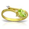 Image 1 : Genuine 0.83 ctw Peridot & Diamond Ring Jewelry 14KT Yellow Gold - REF-40A5K