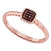 Image 1 : 0.05 CTW Red Color Diamond Square Cluster Roped Ring 10KT Rose Gold - REF-13K4W