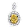 Image 1 : 1.04 CTW Canary Yellow Diamond Oval Cluster Pendant 14KT White Gold - REF-119H9M