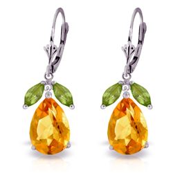 Genuine 13 ctw Citrine & Peridot Earrings Jewelry 14KT White Gold - REF-61M2T