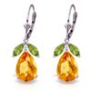 Image 1 : Genuine 13 ctw Citrine & Peridot Earrings Jewelry 14KT White Gold - REF-61M2T