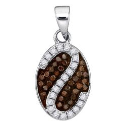 0.25 CTW Cognac-brown Color Diamond Cluster Pendant 10KT White Gold - REF-14Y9X