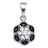Image 1 : 0.22 CTW Black Color Diamond Hexagon Cluster Pendant 10KT White Gold - REF-13M4H