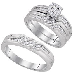 0.40 CTW His & Hers Diamond Solitaire Matching Bridal Ring 10KT White Gold - REF-44N9F