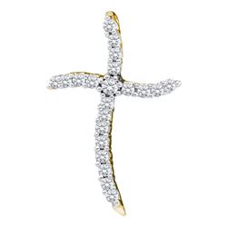 0.25 CTW Diamond Cross Pendant 10KT Yellow Gold - REF-12K2W