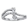0.25 CTW Diamond Triple Trinity Heart Openwork Ring 14KT White Gold - REF-20H9M
