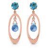 Genuine 2.4 ctw Blue Topaz Earrings Jewelry 14KT Rose Gold - REF-39H3X