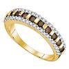 Image 1 : 0.50 CTW Cognac-brown Color Diamond Triple Row Ring 10KT Yellow Gold - REF-22K4W