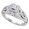 Image 1 : 0.50 CTW Princess Diamond Cluster Bridal Engagement Ring 14KT White Gold - REF-67Y4X