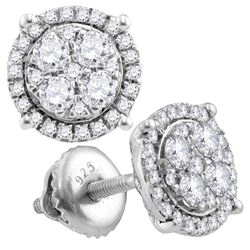 0.25 CTW Diamond Circle Cluster Earrings 10KT White Gold - REF-22X4Y