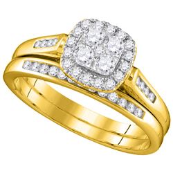 0.50 CTW Diamond Cluster Bridal Engagement Ring 14KT Yellow Gold - REF-64N4F